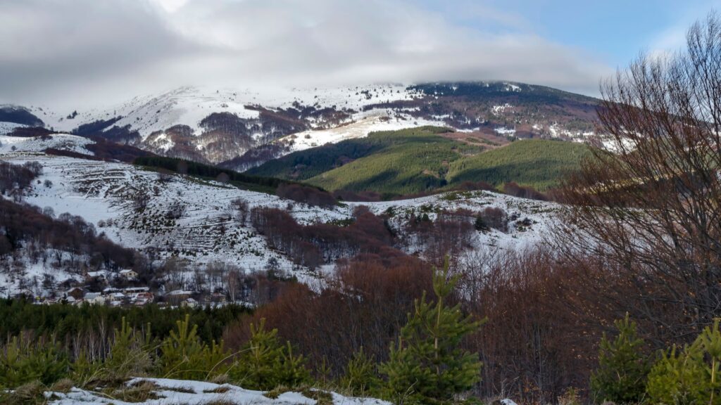 Winter landscape in the Spanish mountains, ideal season for wild boar hunting